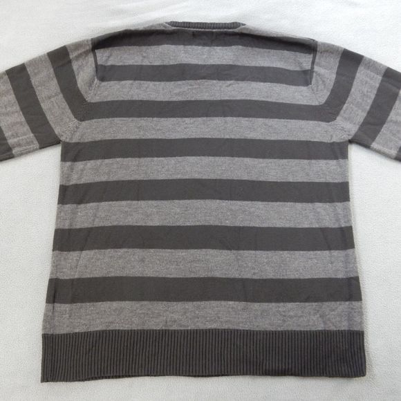 Paper Denim Cloth Mens Sweater Medium Black Grey Stripe VNeck Casual Work Office - Picture 9 of 10